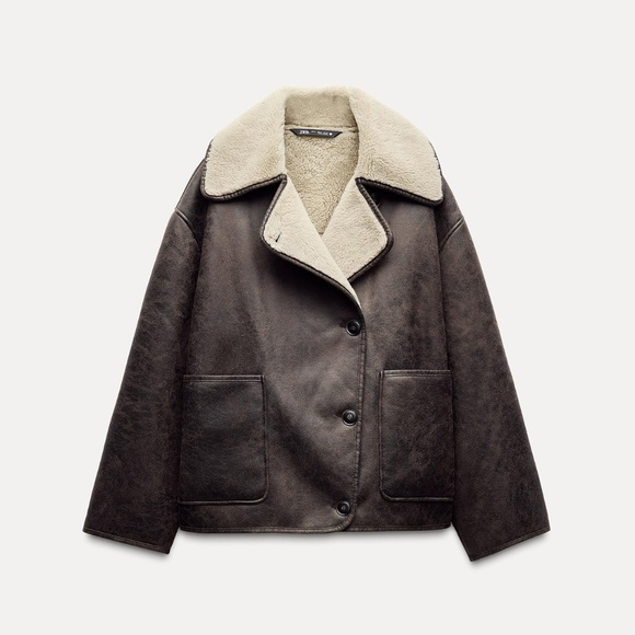 ZARA BROWN DOUBLE FACED JACKET - Picture 1 of 3